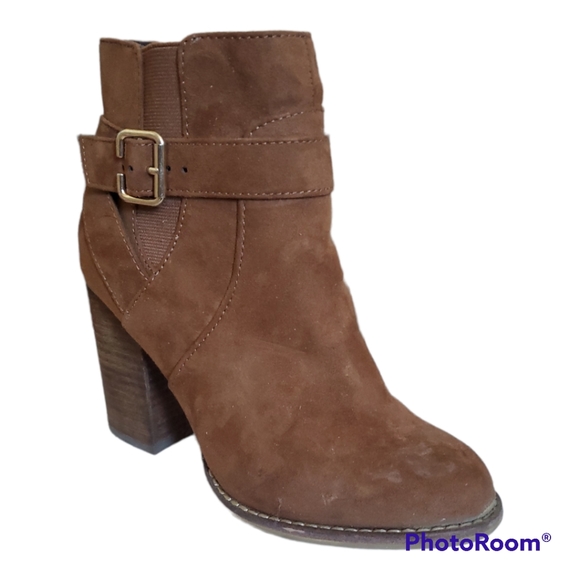 ALDO Women's Brown Buckle Heel Ankle Boots - Size 5 / 35 - Picture 1 of 5
